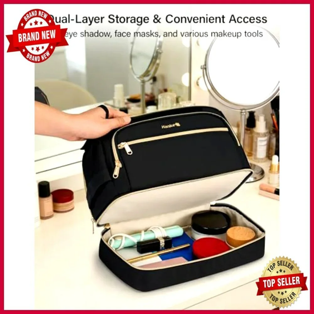 Large Water-Resistant Travel Toiletry Bag with Dual-Layer Design